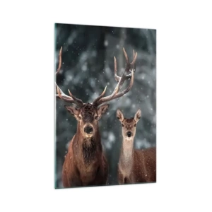 Üveg kép - Az erdő ura a feleségével - 70x100 cm