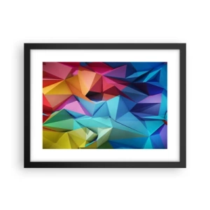 Poszter fehér keretben - Szivárvány origami - 40x30 cm
