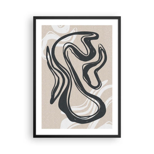 Poszter fehér keretben - Absztrakt vonal bézs háttérrel - 50x70cm - Megsokszorozott kifejezés - Modern fali dekoráció nappalihoz és hálószobához ARTTOR