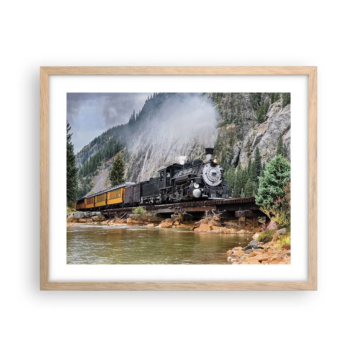 Poszter világos tölgy keretben - Hova? Hova? - 50x40 cm