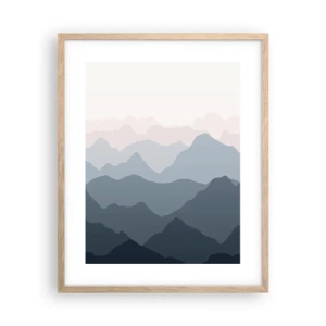 Poszter világos tölgy keretben - A hegyek hullámai - 40x50 cm