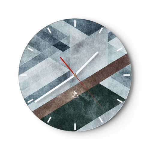 Falióra, Óra - Geometria kék, barna és szürke árnyalatokban - 30x30cm - A geometria kifinomult eleganciája - Modern fali dekoráció nappalihoz, konyhához és hálószobához ARTTOR