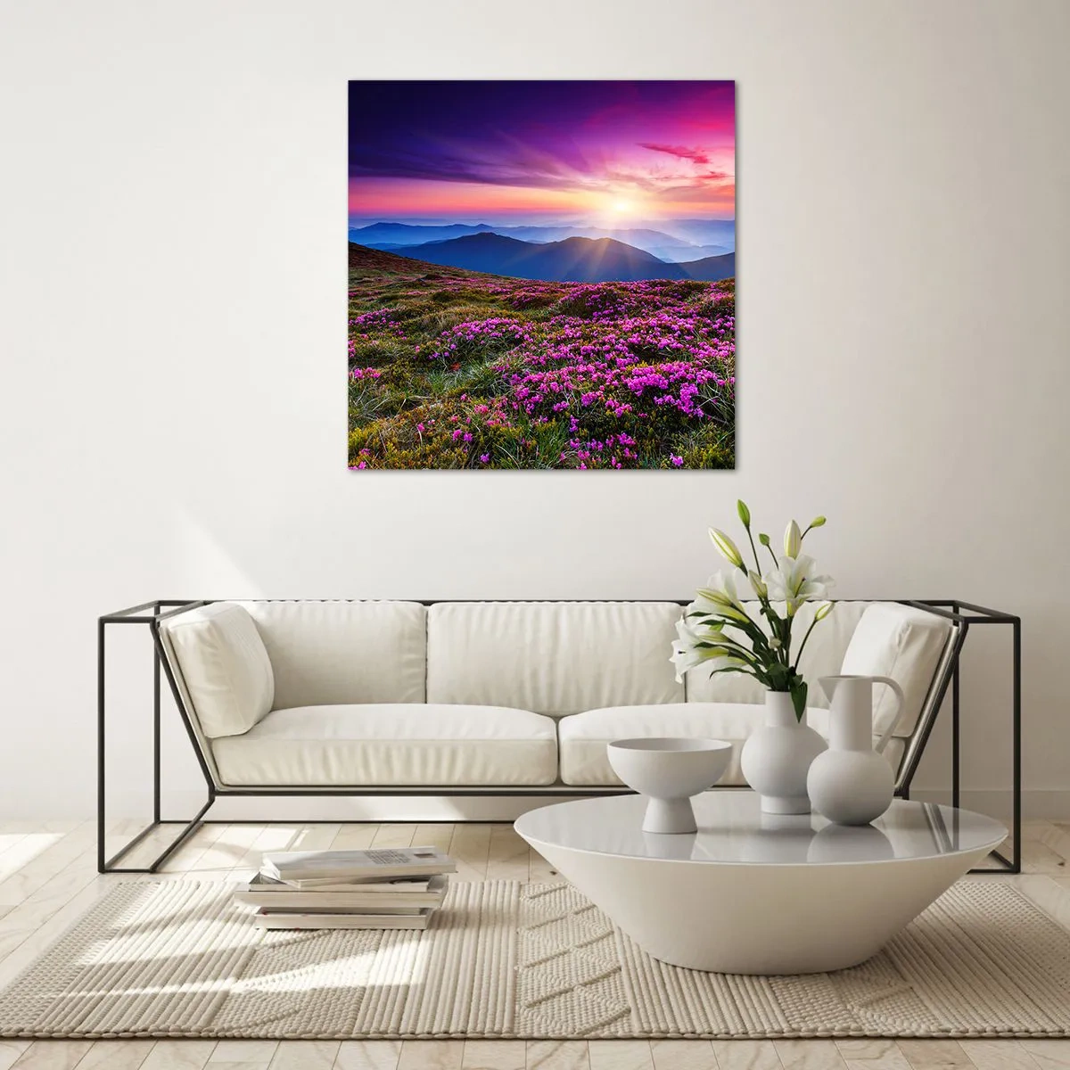 Üveg kép - A gyógynövények friss fürtjei illatoztak a mezőkről - 70x70 cm