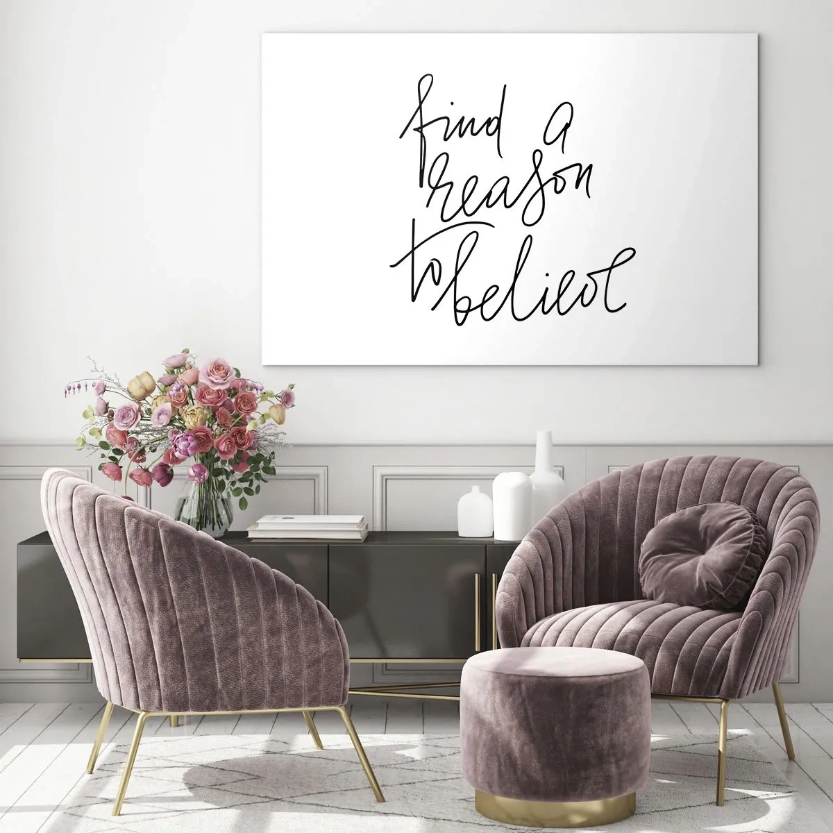 Üveg kép - Minimalista tipográfia inspiráló idézettel - 70x50cm - Ez lehetséges - Modern fali dekoráció nappalihoz és hálószobához ARTTOR