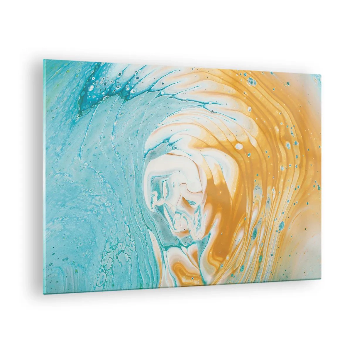 Üveg kép - Pasztell örvény kék és sárga színekben - 70x50cm - Pasztell örvény - Modern fali dekoráció nappalihoz és hálószobához ARTTOR