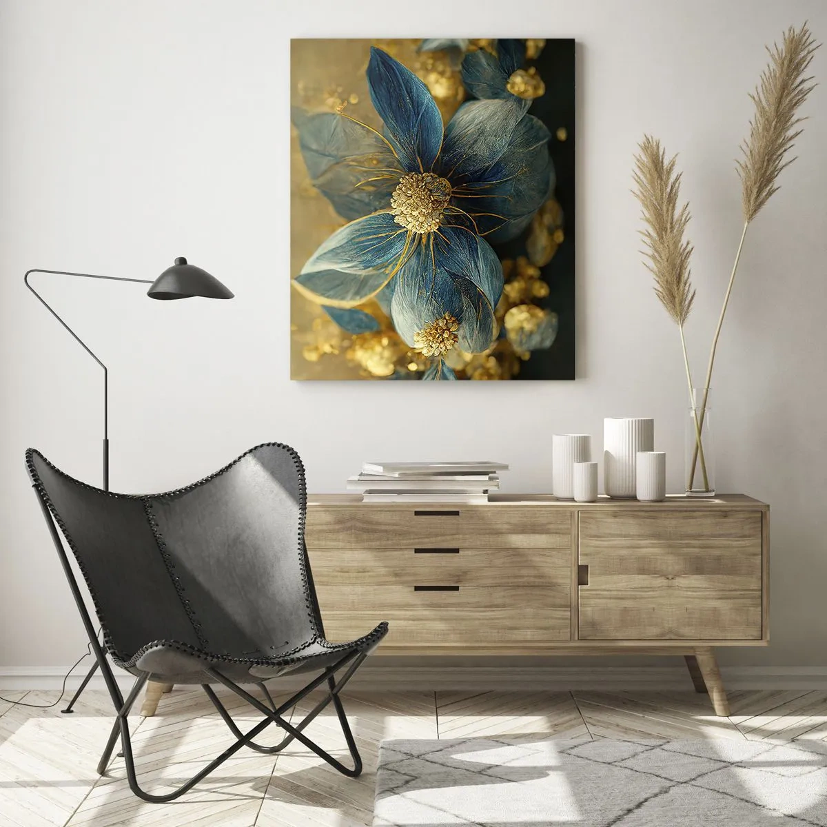 Üveg kép - Aranyló virág - 50x70 cm