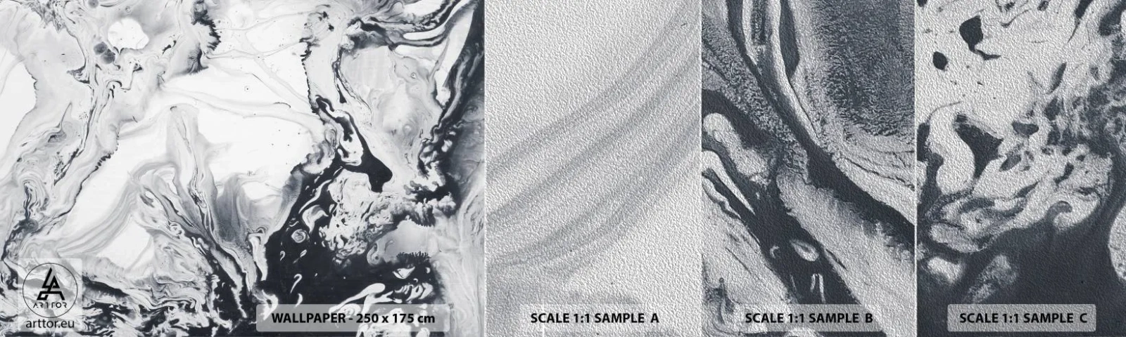 Fotótapéta Minta Premium Sand - A Föld belseje - Absztrakció, Darab, Fekete és fehér - 100x30 cm