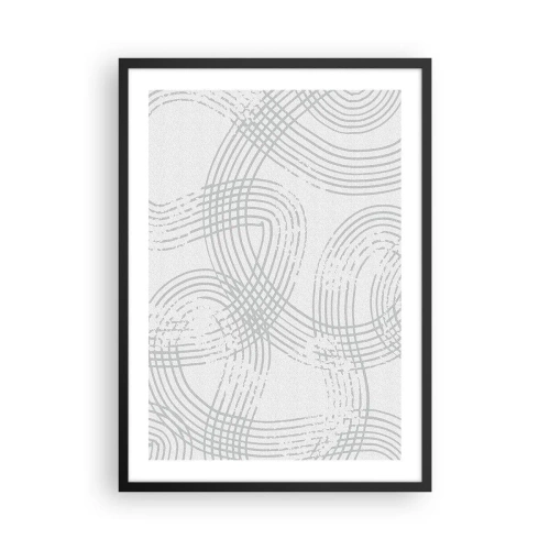 Poszter fehér keretben - Absztrakt vonalak minimalista kompozíciója világos háttér előtt. - 50x70cm - Nincs egyenes út - Modern fali dekoráció nappalihoz és hálószobához ARTTOR