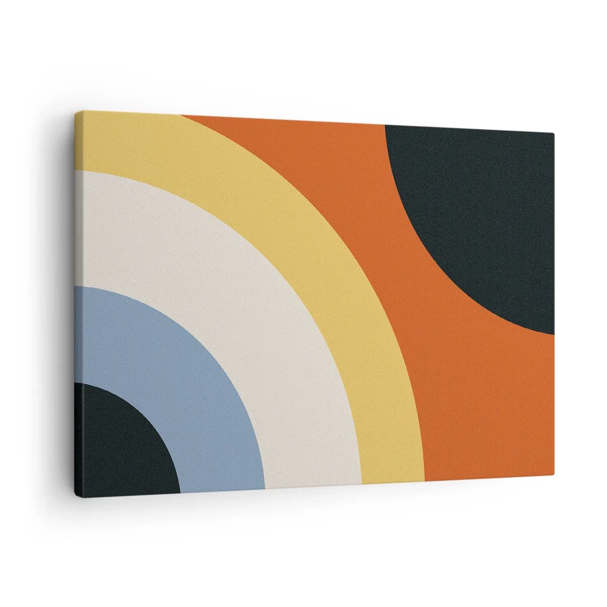 Vászonkép - Absztrakt műalkotás színes ívekkel és kontrasztos körökkel - 70x50cm - Magam felé - Modern fali dekoráció nappalihoz és hálószobához ARTTOR