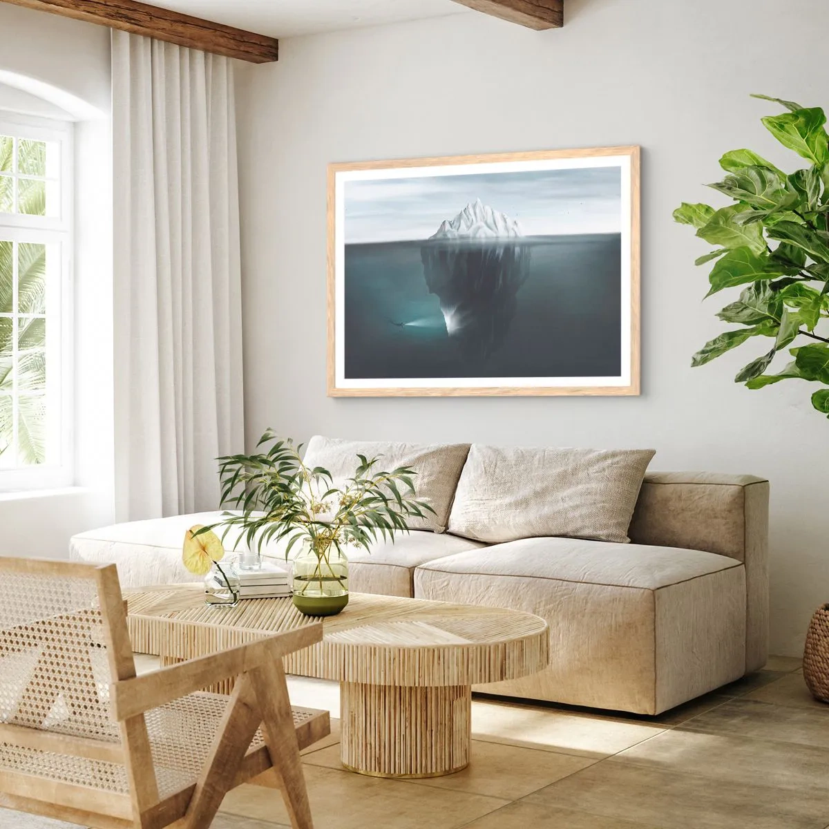 Poszter világos tölgy keretben - Víz alatti rejtély - 100x70 cm