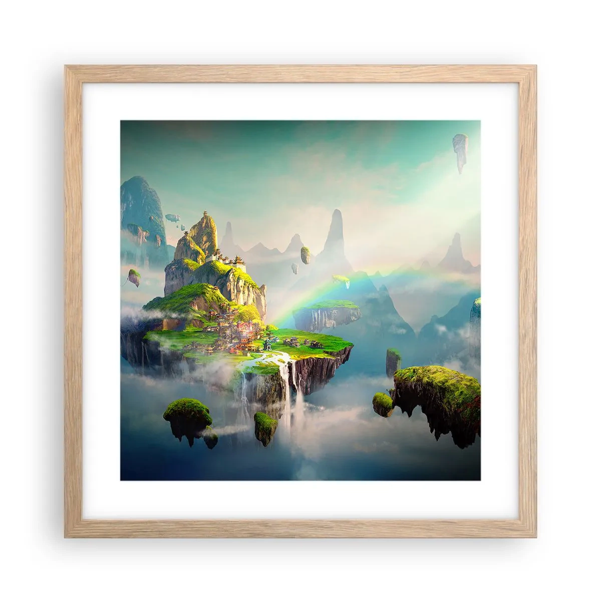 Poszter világos tölgy keretben - Az ég közepén - boldog szigetek - 40x40 cm