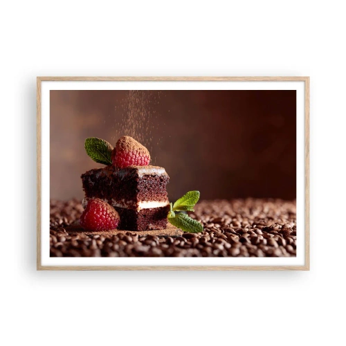 Poszter világos tölgy keretben - Az élet édes - 100x70 cm