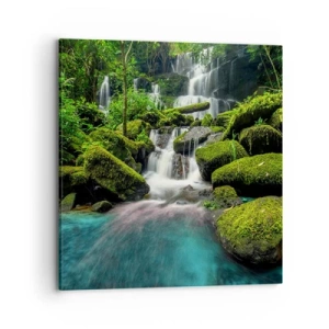 Vászonkép - Türkiz, zafír és folyékony ezüst - 70x70 cm