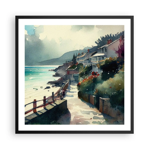 Poszter fehér keretben - Mediterrán város - 60x60 cm