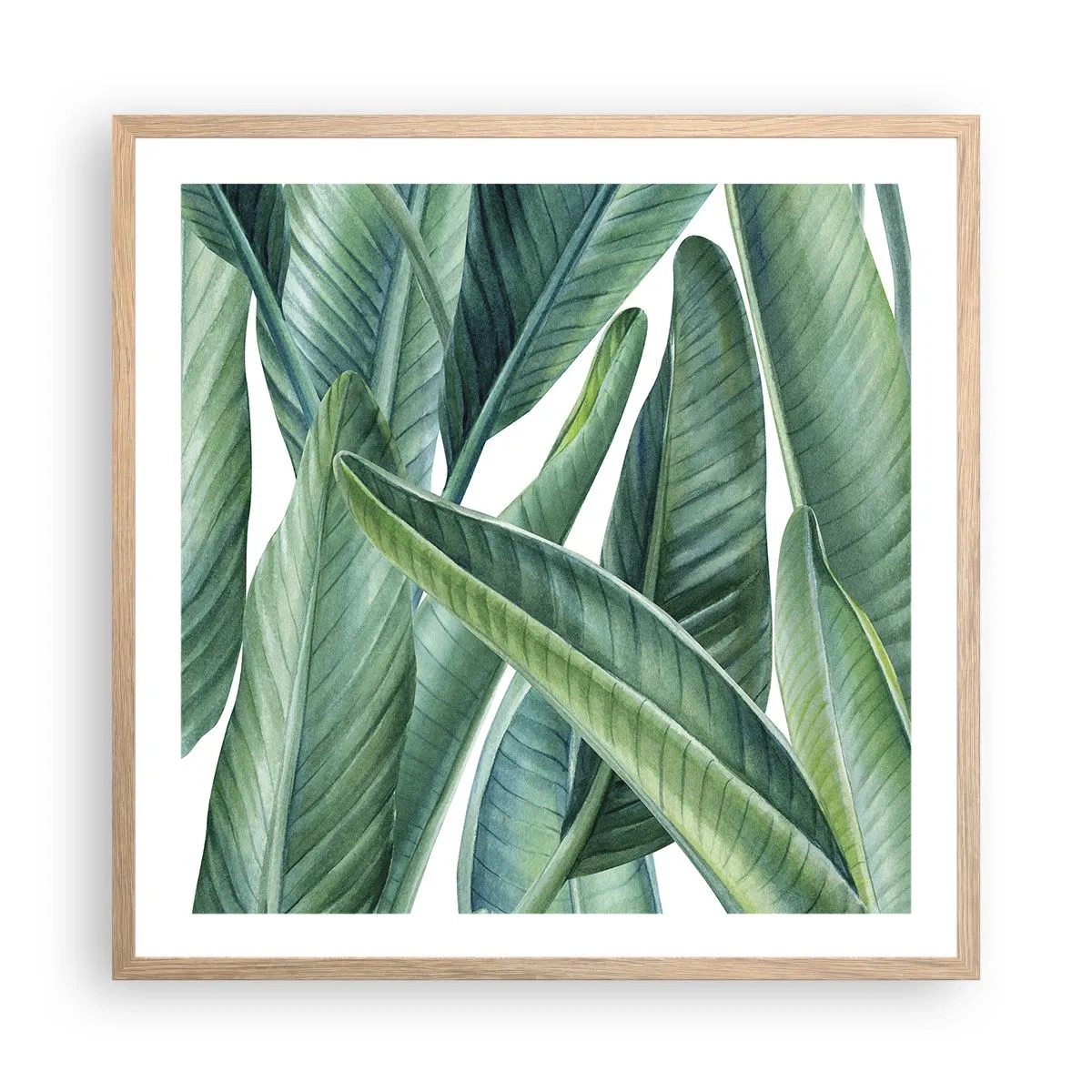 Poszter világos tölgy keretben - Zöld önmagában - 60x60 cm