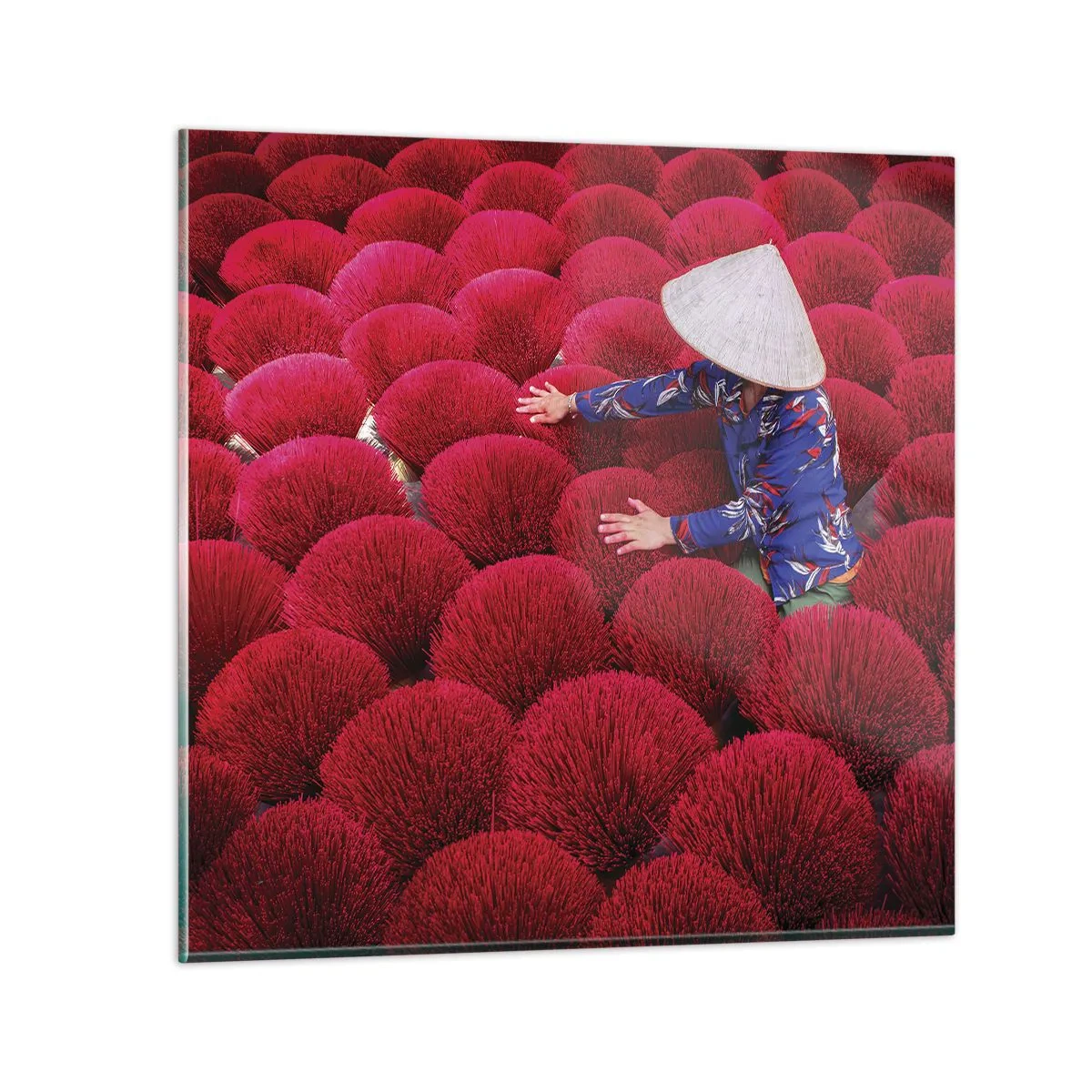 Üveg kép - A rizsföldön - 40x40 cm