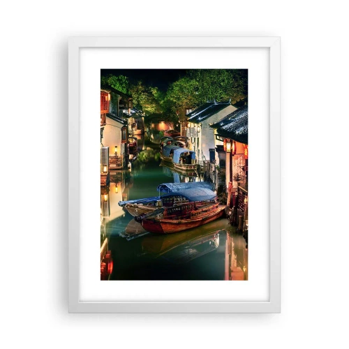 Poszter fekete keretben - Este egy kínai utcán - 30x40 cm