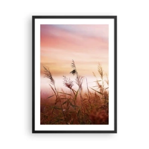 Poszter fehér keretben - Füvek a színes égbolt ellen naplementekor - 50x70cm - Sárkányok, pitypangok, szél - Modern fali dekoráció nappalihoz és hálószobához ARTTOR