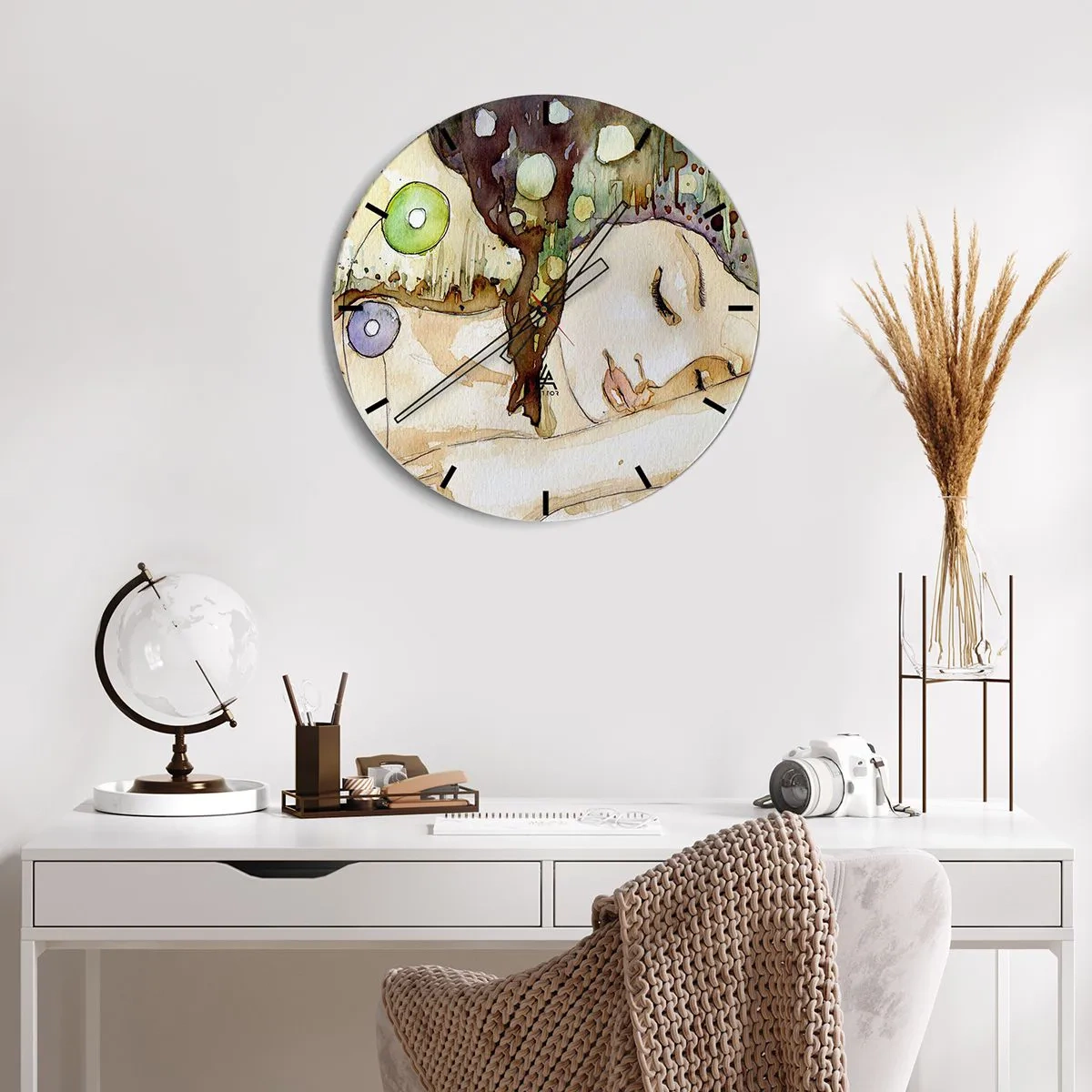 Falióra, Óra - Smaragd-ibolya álom - 30x30 cm