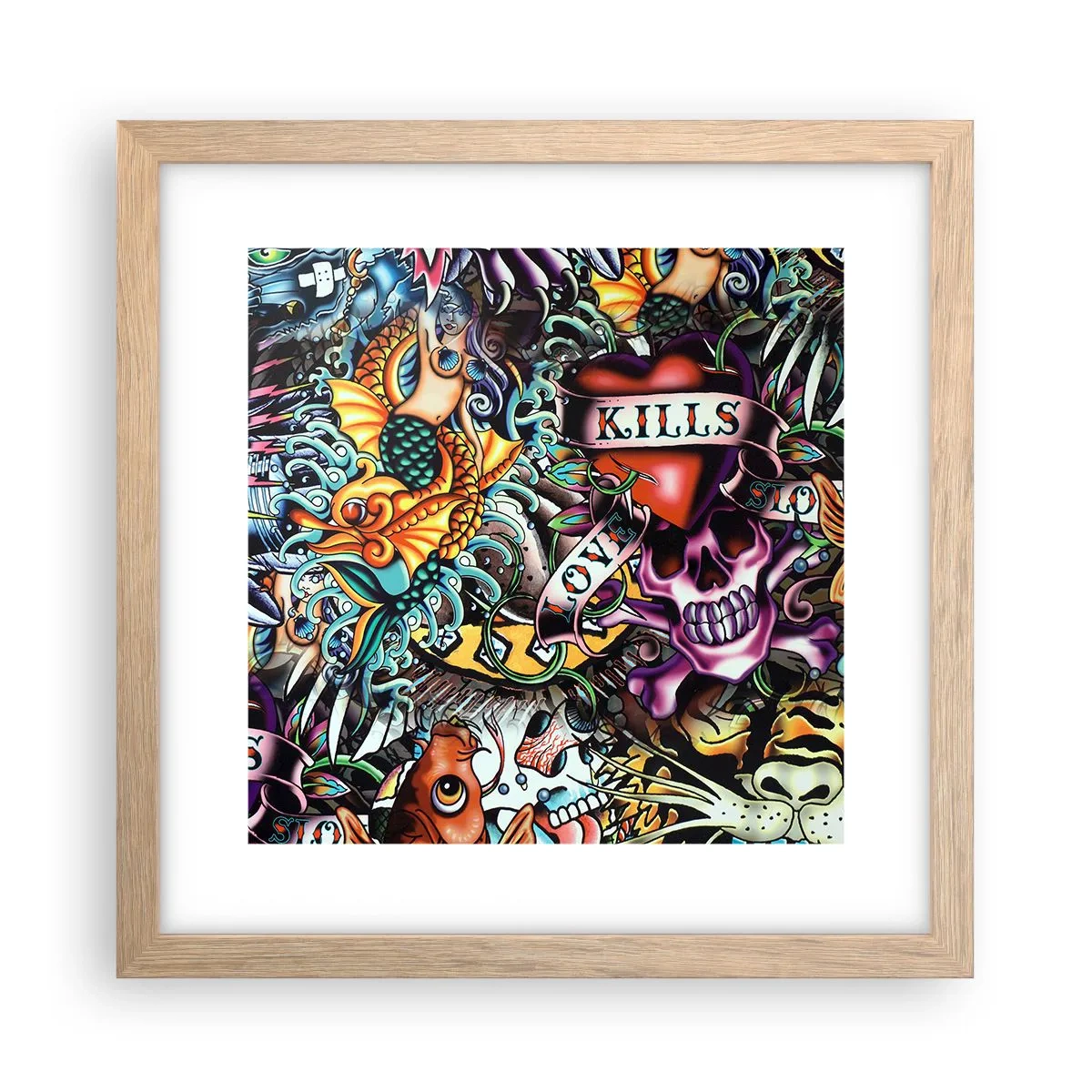 Poszter világos tölgy keretben - A tetováló művész álma - 30x30 cm