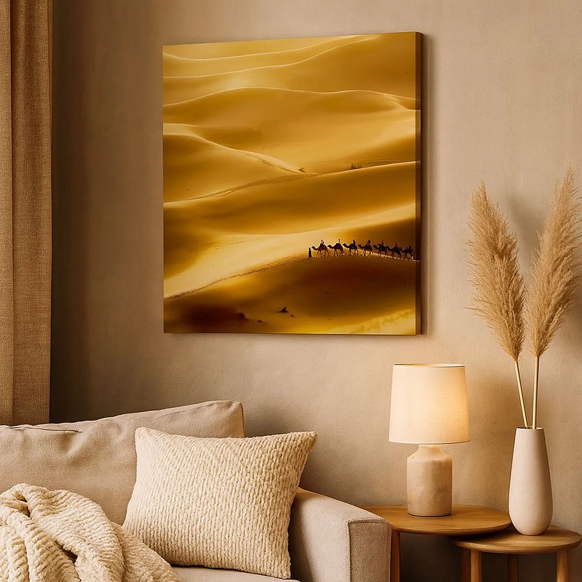Vászonkép - Karaván a sivatagi hullámokban - 30x30 cm