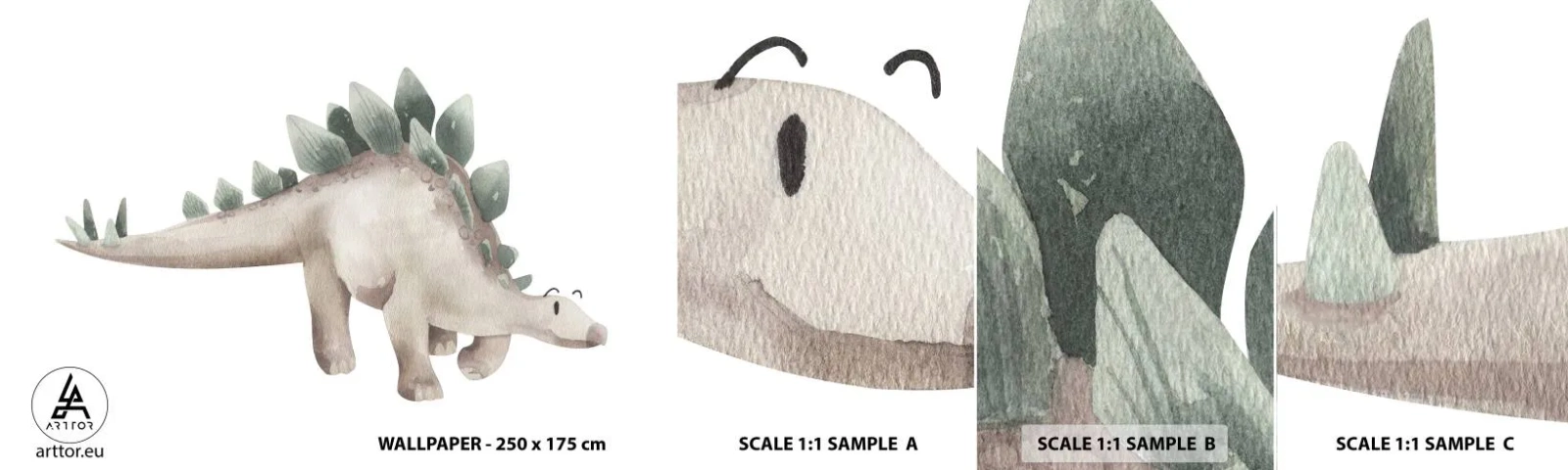 Fotótapéta Minta Standard Eco - A barátotok - Dinoszaurusz, Gyermekek, Stegosaurus - 100x30 cm