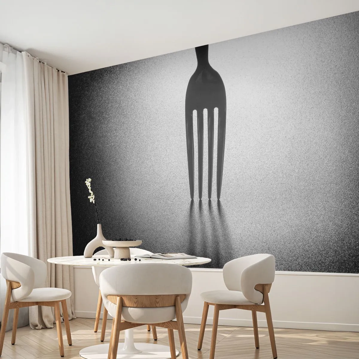 Öntapadós Fotótapéta Deluxe Sticker - Fény és árnyék - Villa, Evőeszköz, Konyha - 250x175 cm