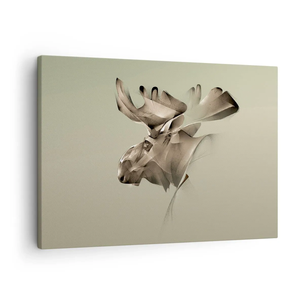 Vászonkép - Egy jávorszarvas absztrakt képe minimalista háttérrel - 70x50cm - A béke szelíd ereje - Modern fali dekoráció nappalihoz és hálószobához ARTTOR