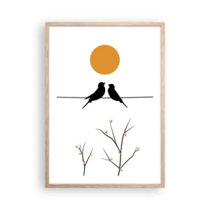 Poszter világos tölgy keretben - Fülemüle este - 50x70 cm