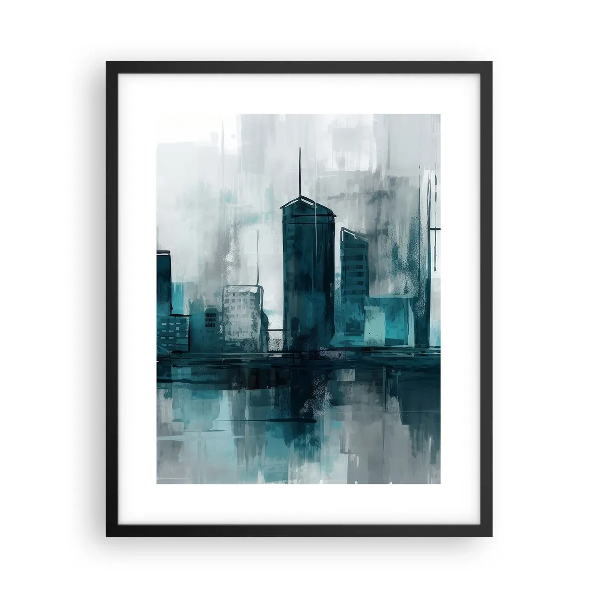 Poszter fehér keretben - Esőszínű város - 40x50 cm