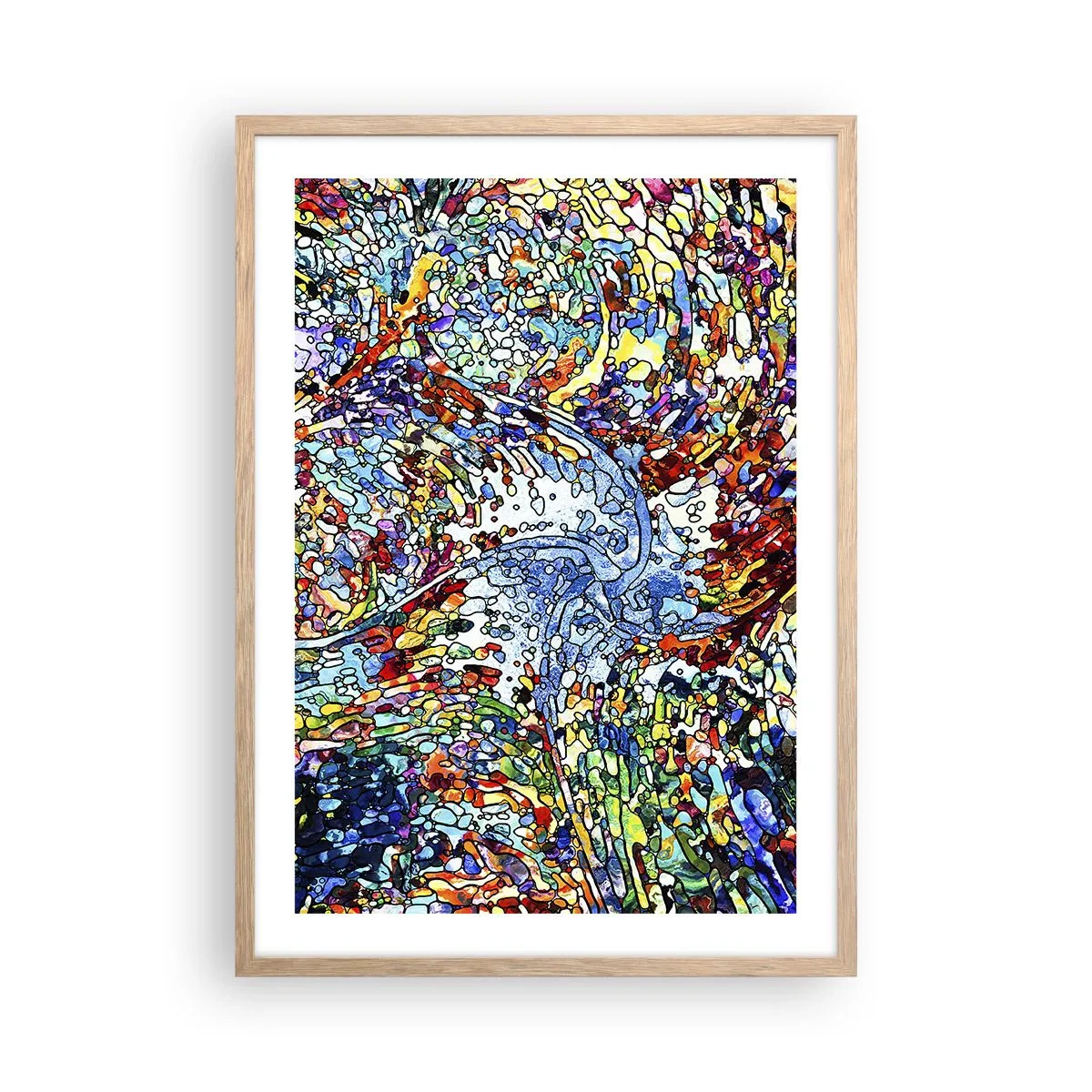 Poszter világos tölgy keretben - Cseppes ólomüveg - 50x70 cm