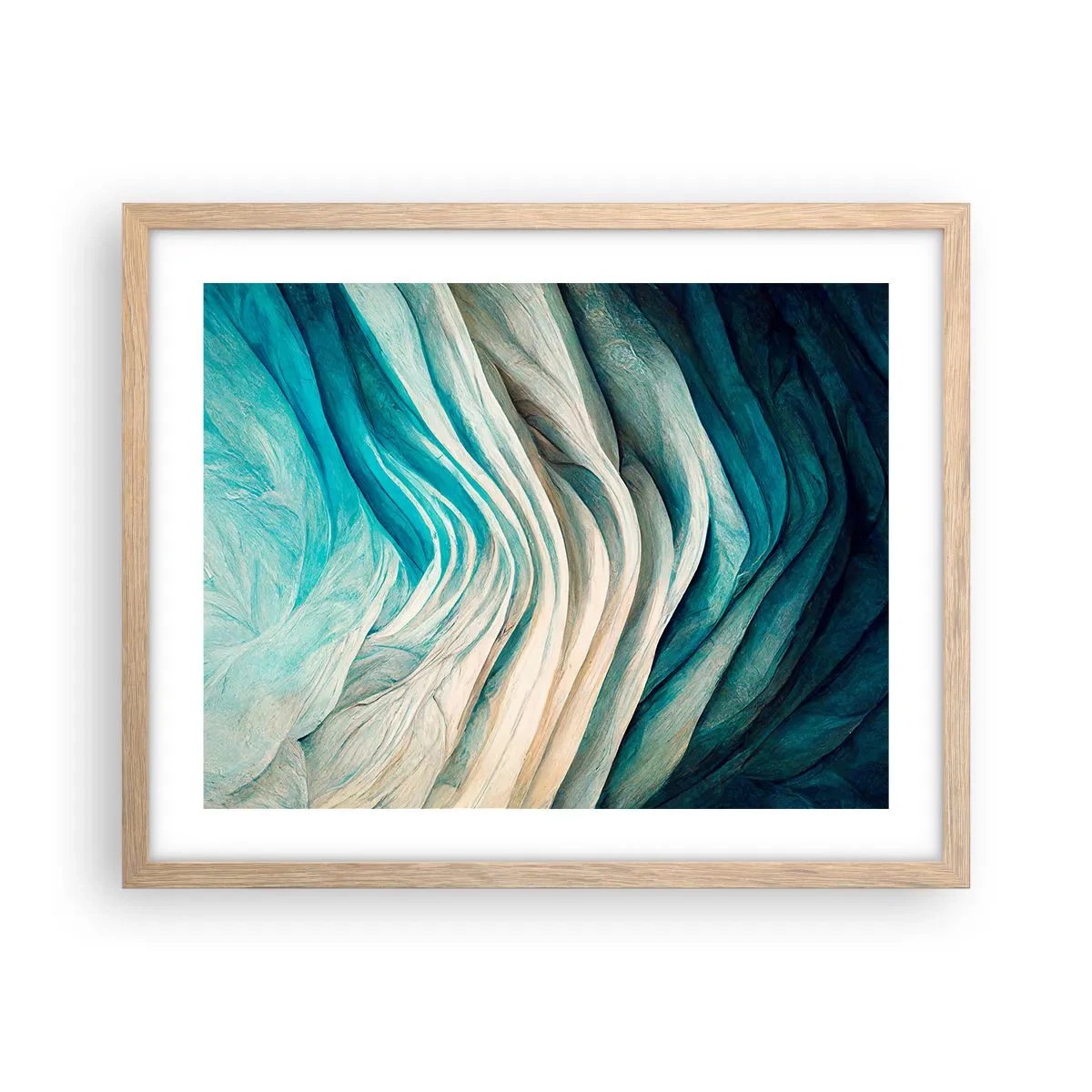 Poszter világos tölgy keretben - Kék telhetetlenség - 50x40 cm