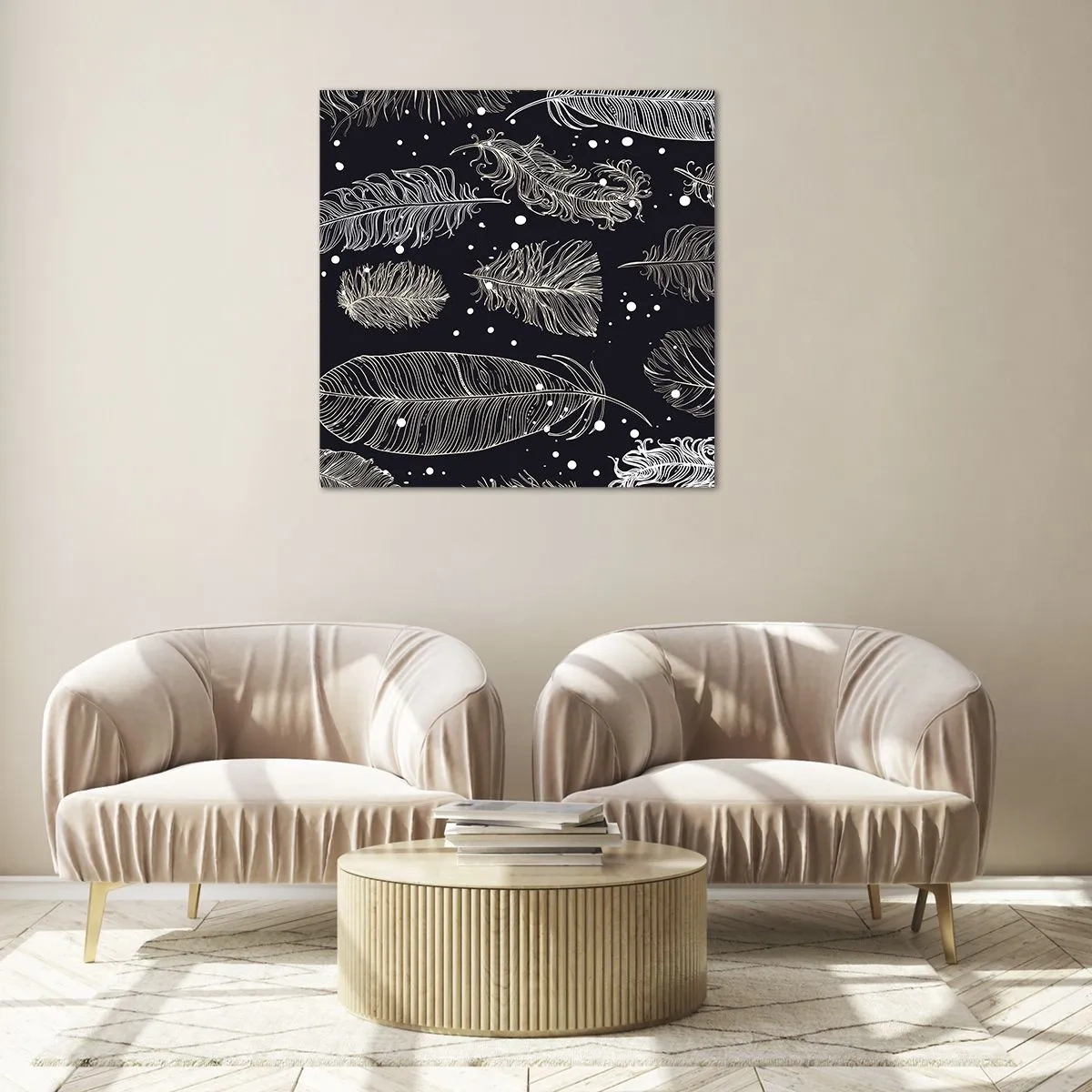 Üveg kép - Tollas csipke - 50x50 cm