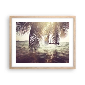 Poszter világos tölgy keretben - Tetszés szerint hintázhat a felhők között - 50x40 cm