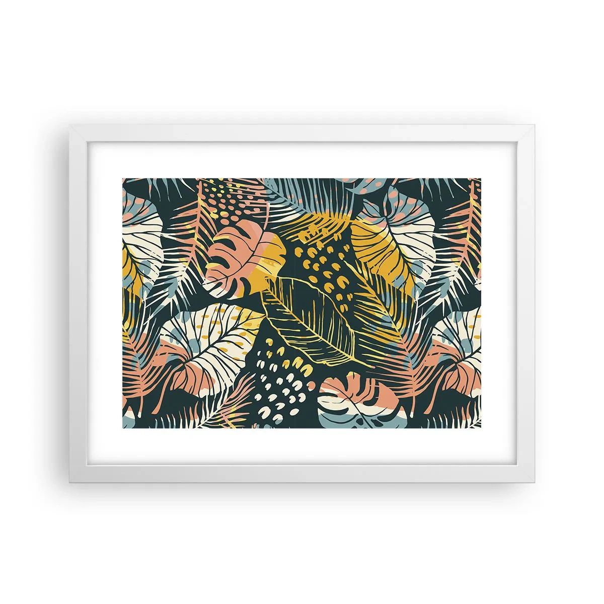 Poszter fekete keretben - Leveles fantázia - 40x30 cm