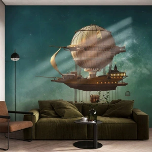 Fotótapéta Premium Sand - Julius Verne üdvözöl - Retro, Utazás, Ballon - 300x210 cm