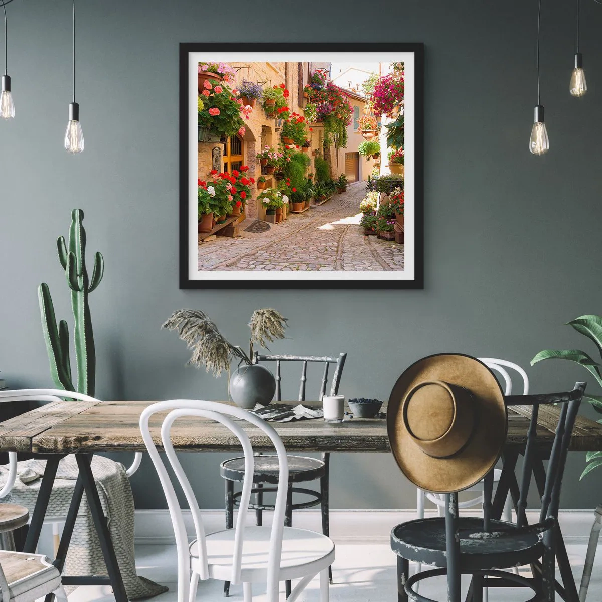 Poszter fehér keretben - A virágok özönében - 60x60 cm