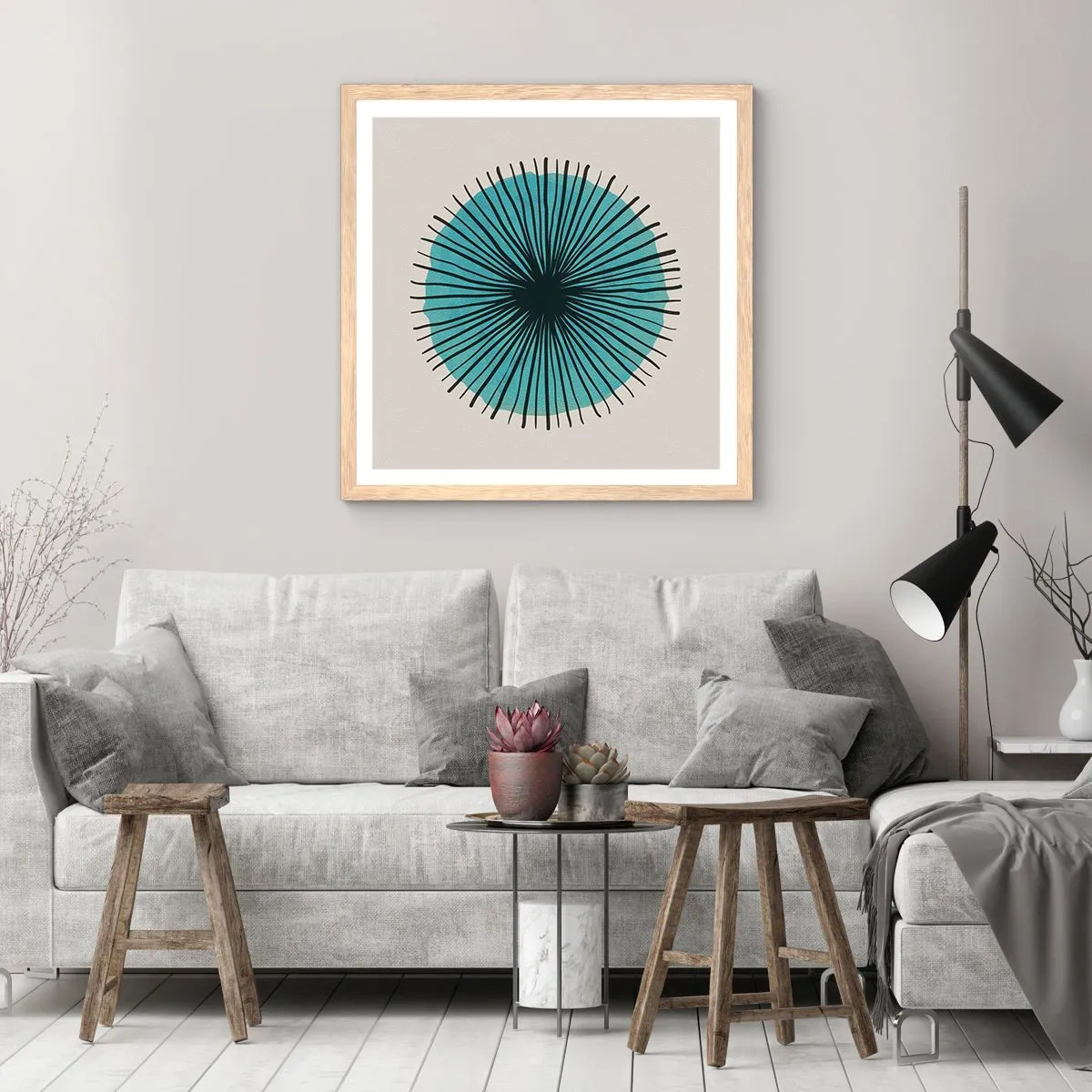 Poszter világos tölgy keretben - Ragyogóan a kékben - 30x30 cm