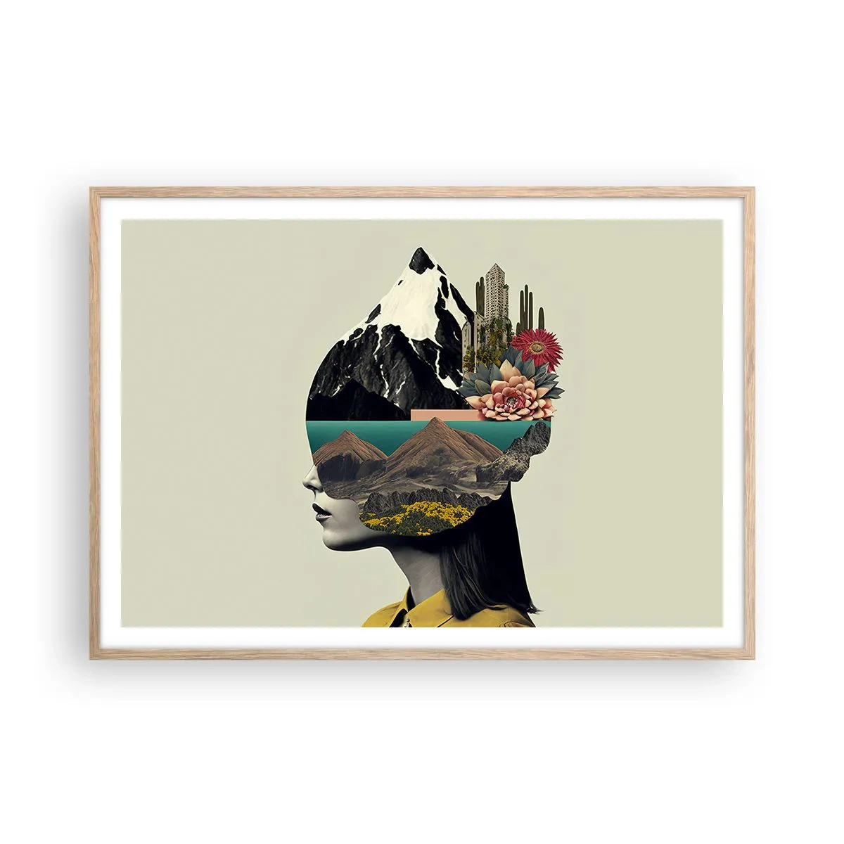 Poszter világos tölgy keretben - Nő - mindig rejtély - 100x70 cm