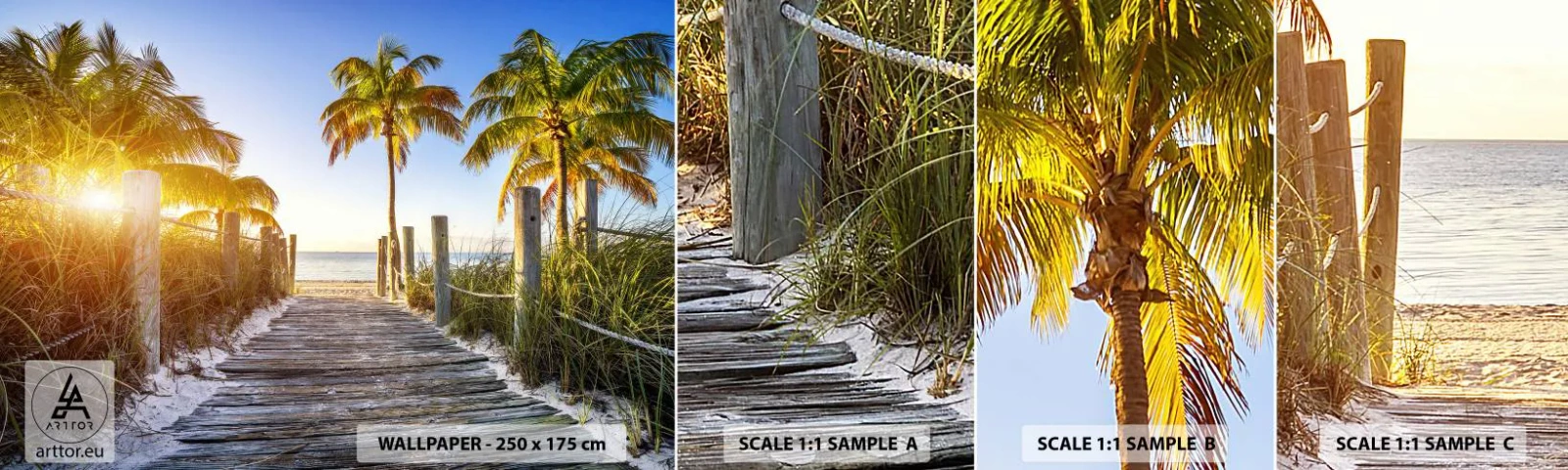 Fotótapéta Minta Öntapadós Deluxe Sticker - Egyenesen a paradicsomba - Tájkép, Kókuszpálma, Strand - 100x30 cm