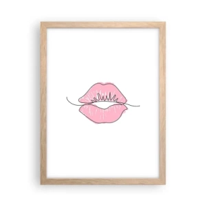 Poszter világos tölgy keretben - Készen állsz a csókra? - 30x40 cm