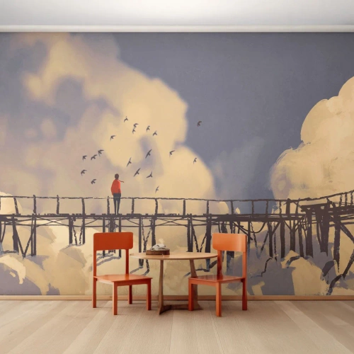 Fotótapéta Standard Eco - Kék vágy - Absztrakció, Híd, Felhők - 350x256 cm