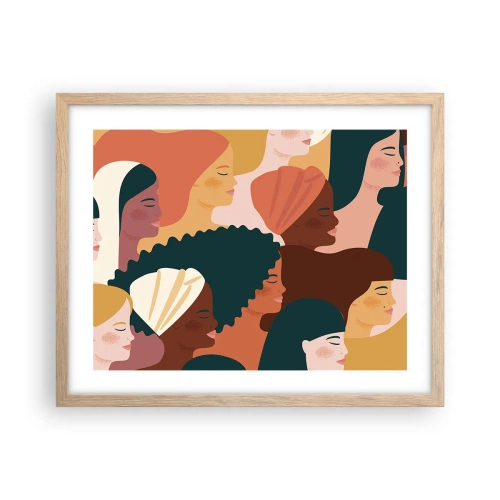 Poszter világos tölgy keretben - Csak a nőiesség - 50x40 cm