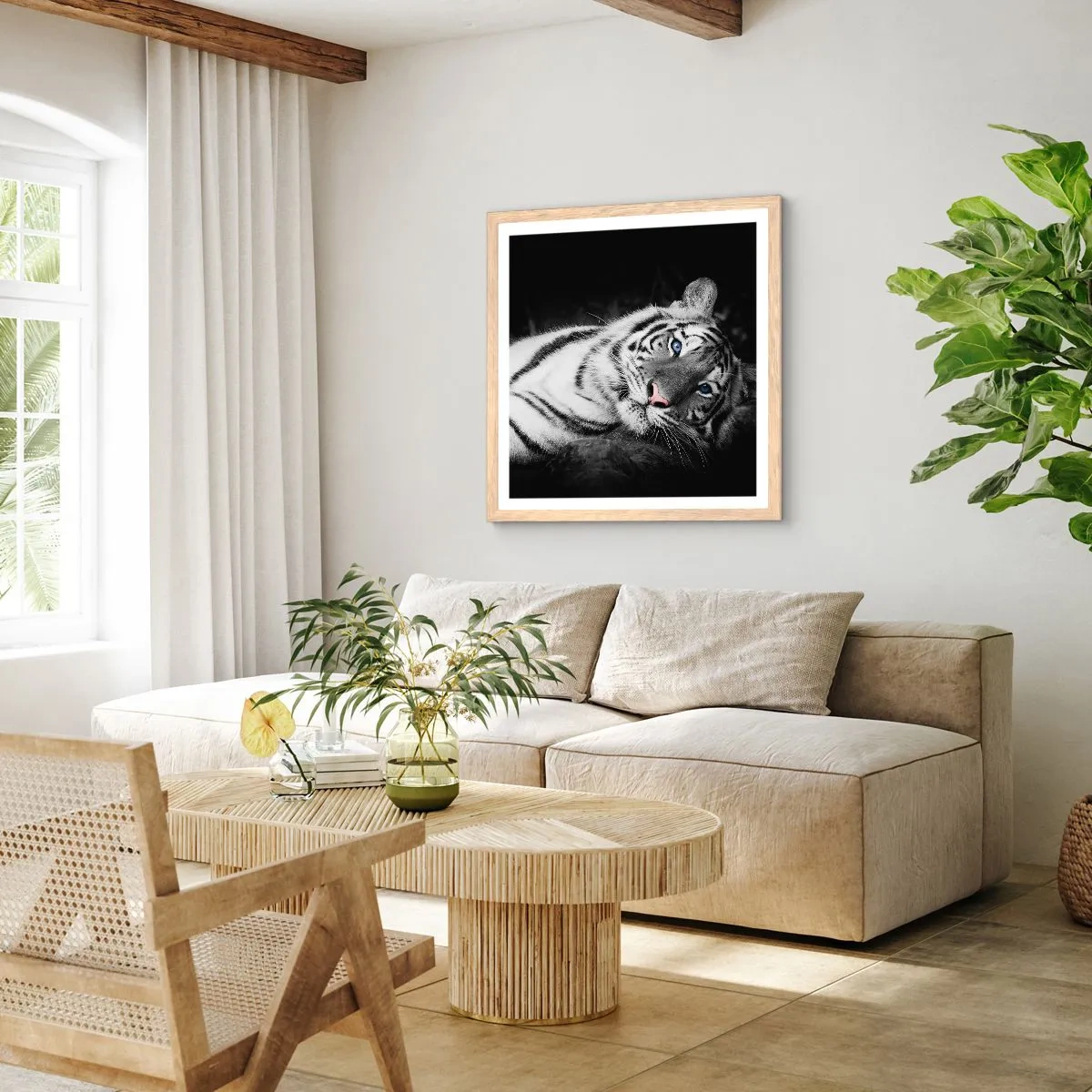 Poszter világos tölgy keretben - Vadság és nyugalom - 60x60 cm