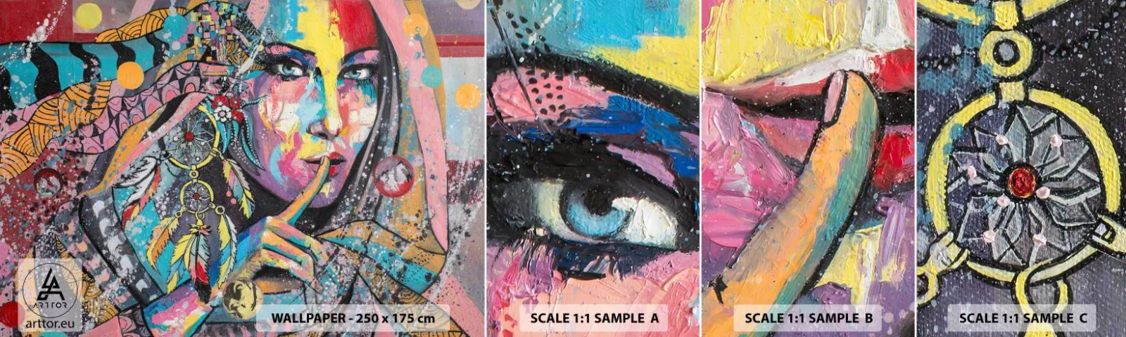 Fotótapéta Minta Öntapadós Deluxe Sticker - Maradj csendben, amíg meg nem érted - Nő, Egy nő portréja, Boho - 100x30 cm