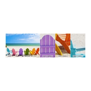 Fotótapéta Minta Premium Canvas - Szivárványos strand - Tájkép, Strand, Nyugágyak - 100x30 cm