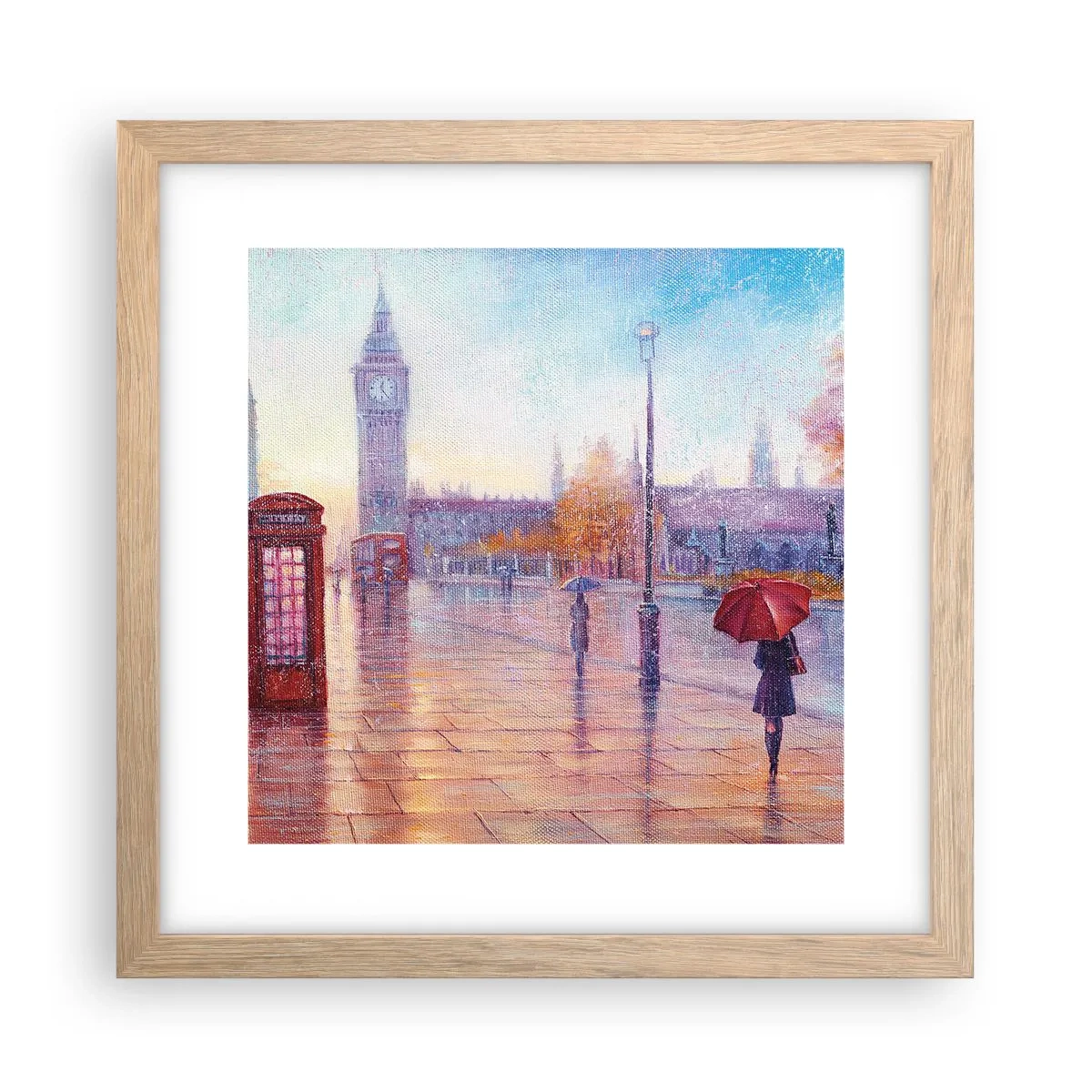Poszter világos tölgy keretben -  Őszi nap Londonban - 30x30 cm