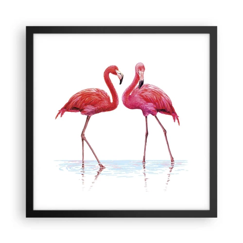 Poszter fehér keretben - Rozsaszín randez-vous - 40x40 cm