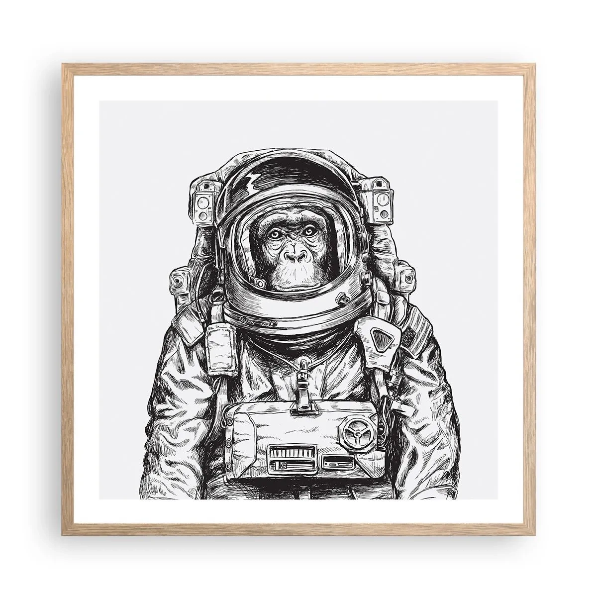 Poszter világos tölgy keretben - Alternatív evolúció - 60x60 cm