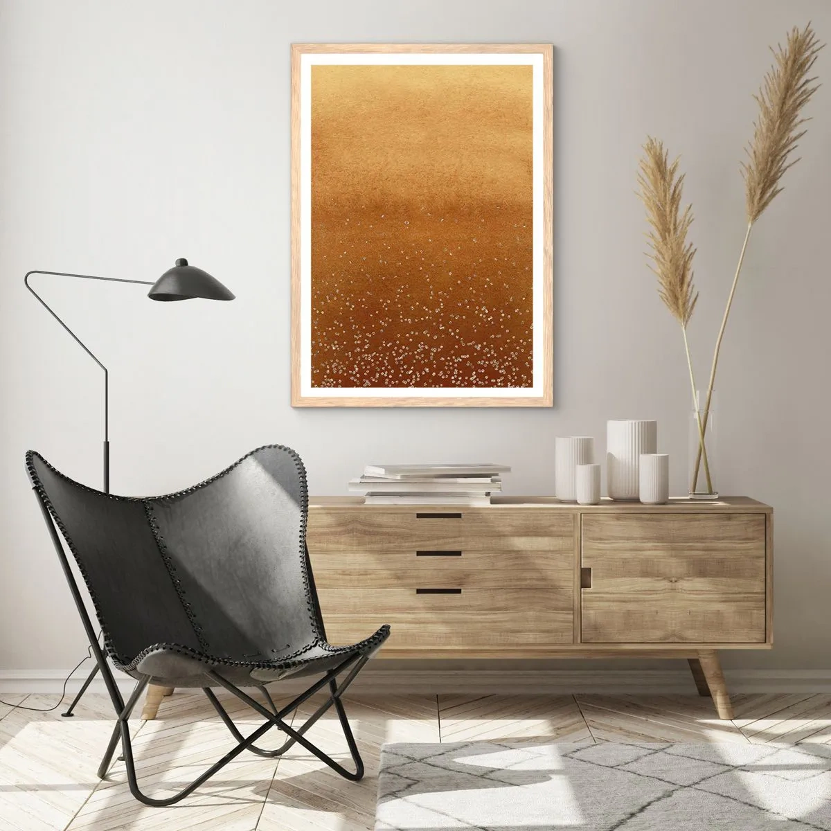 Poszter világos tölgy keretben - A fény születése - 70x100 cm